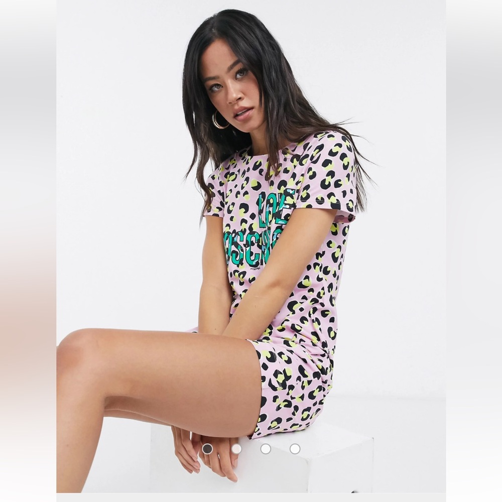 Love moschino women’s pink cheetah print dress